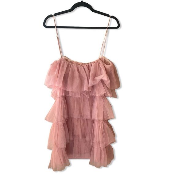 More To Come Millie Mini Dress Pink Ballerina ruffle tulle Party Revolve NWT XL - Picture 6 of 12